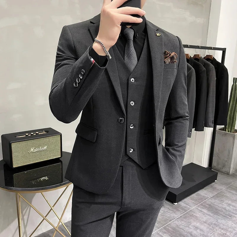 (Chaqueta + chaleco + pantalones) Traje de negocios informal de 3 piezas