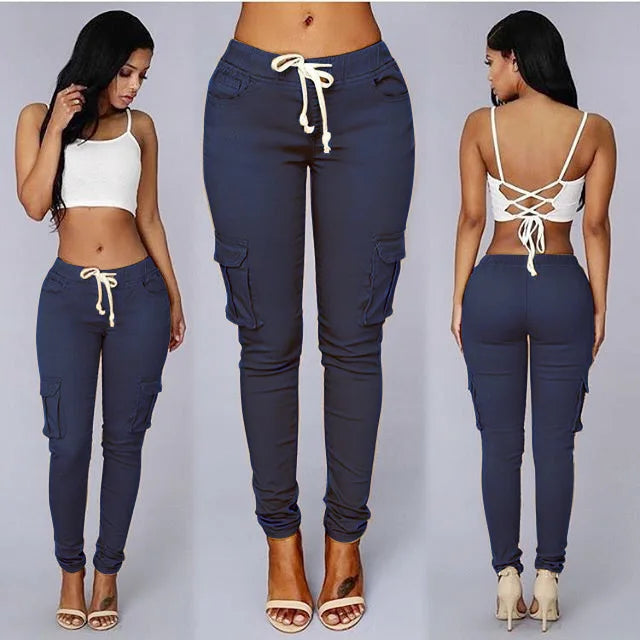 Pantalones de tubo ajustados para mujer, pantalones casuales