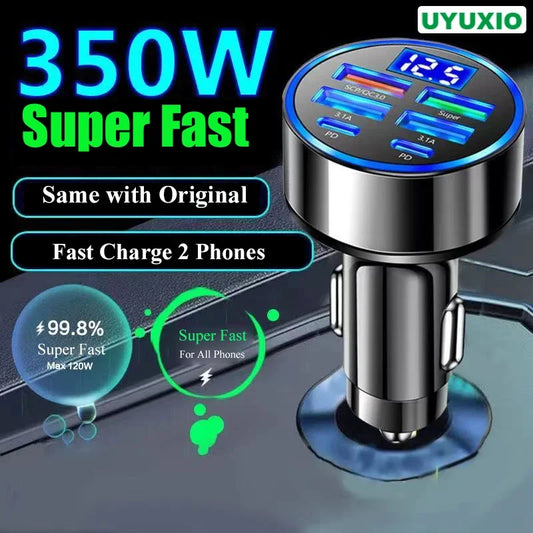 Adaptador de cargador de teléfono para coche UYUXIO 6 en 1 USB C