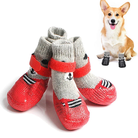 Juego de 4 botas de invierno para mascotas, cálidas, impermeables