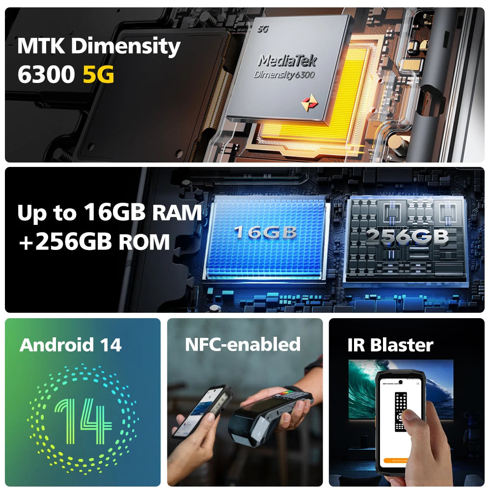 Teléfono robusto Ulefone Armor Mini 20 Pro 5G de 4,7 pulgadas, Android 14