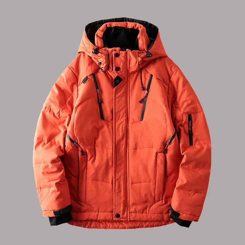 Chaqueta de plumón de pato blanca con capucha para hombre