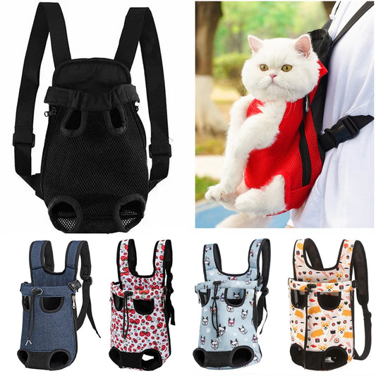 Bolsa de transporte ajustable para gatos, mochila de doble hombro para mascota