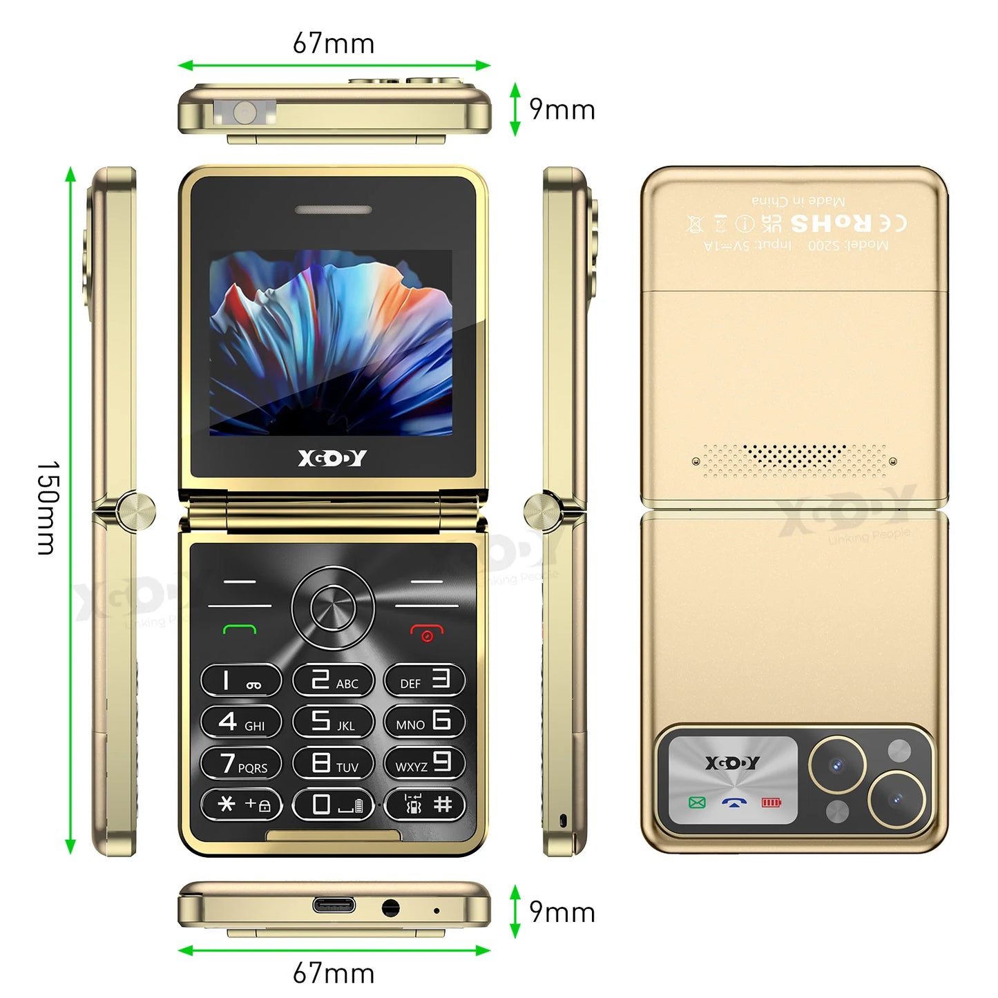 XGODY S200, Mini teléfono plegable de 2,4 pulgadas, teléfono inteligente