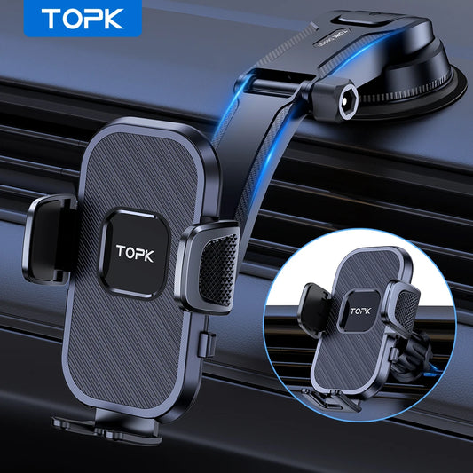 Soporte de teléfono para coche TOPK, soporte de gravedad para iPhone