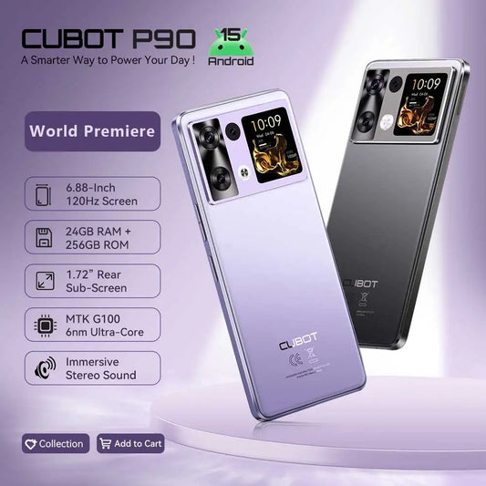 Smartphone Android 15 Cubot P90, pantalla de 6,88 pulgadas y 120 Hz, 24 GB
