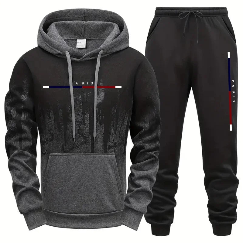 Conjunto de chándal con capucha de 2 piezas para hombre, de moda