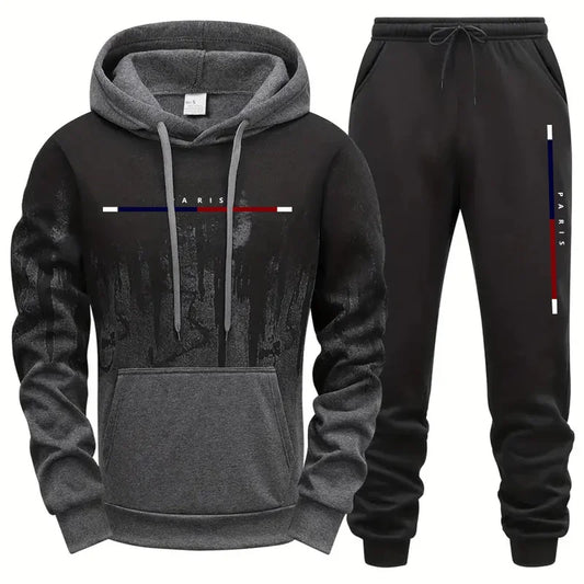 Conjunto de chándal con capucha de 2 piezas para hombre, de moda