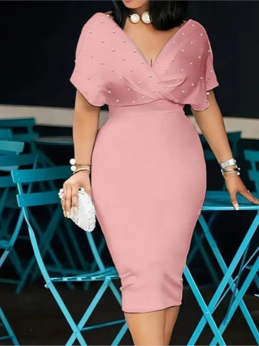 Vestido de fiesta de moda para mujer con escote en V
