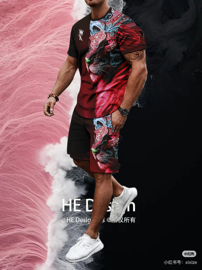 Conjunto de camiseta y pantalones cortos de cuello redondo