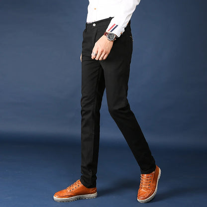 Pantalones para hombre 2024, nuevo estilo clásico, de algodón elástico