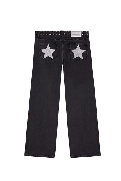 Pantalones vaqueros vintage con estampado de estrella de cinco puntas