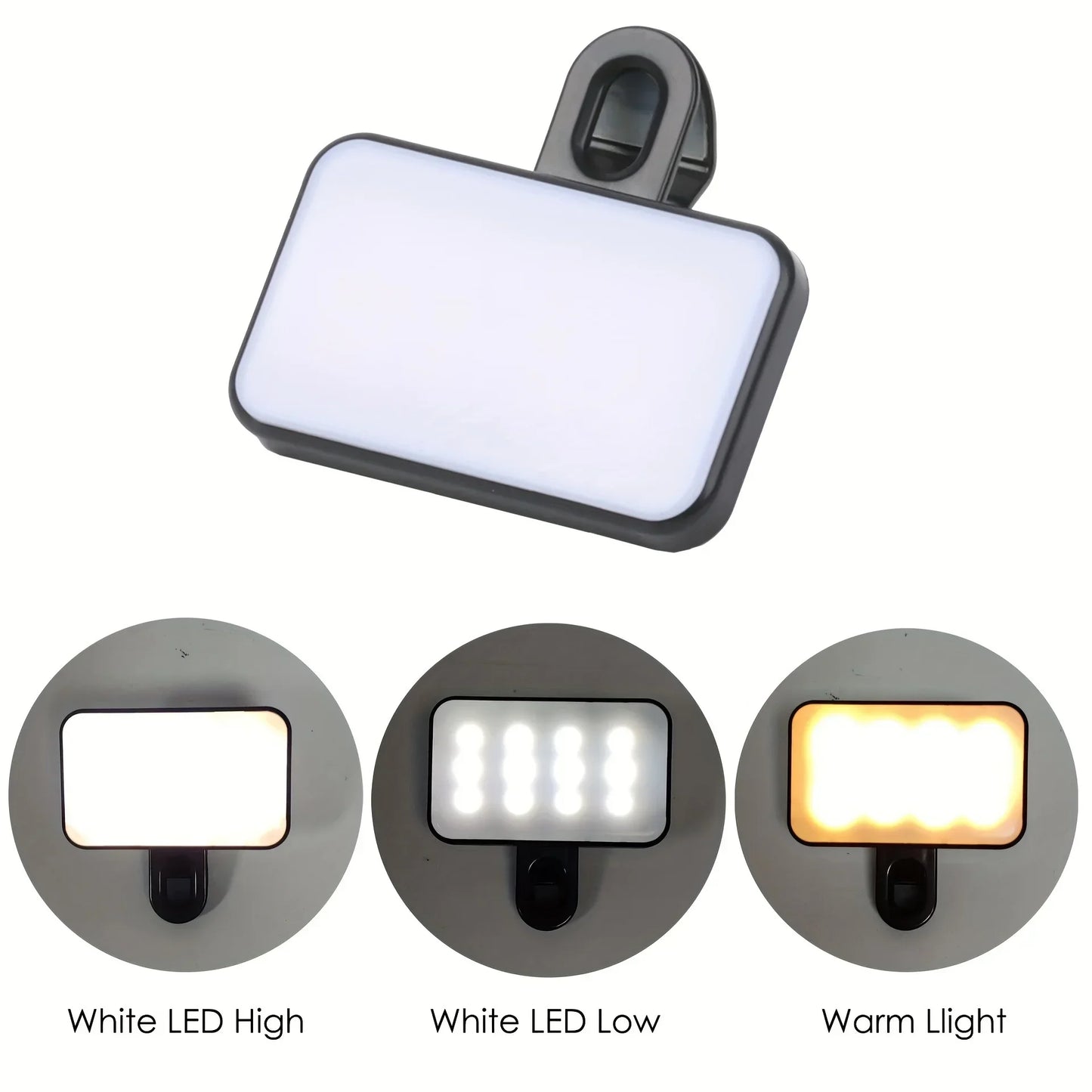 Mini luz de relleno recargable para selfies: 3 modos de color