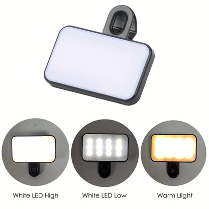 Mini luz de relleno recargable para selfies: 3 modos de color