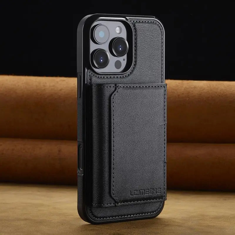 Funda de cuero para iPhone 16 Pro Max 16E, lujosa funda tipo cartera