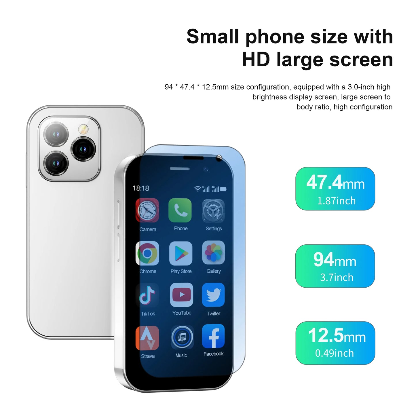 SERVO KING8000 Mini Smartphone Android 4G LTE, GPS, pantalla de 3