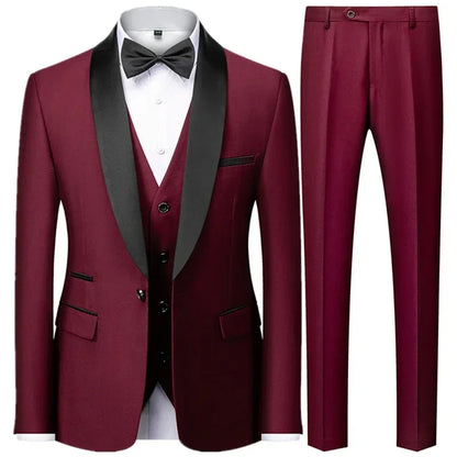 Conjunto de tres piezas para fiesta de boda de otoño para hombre