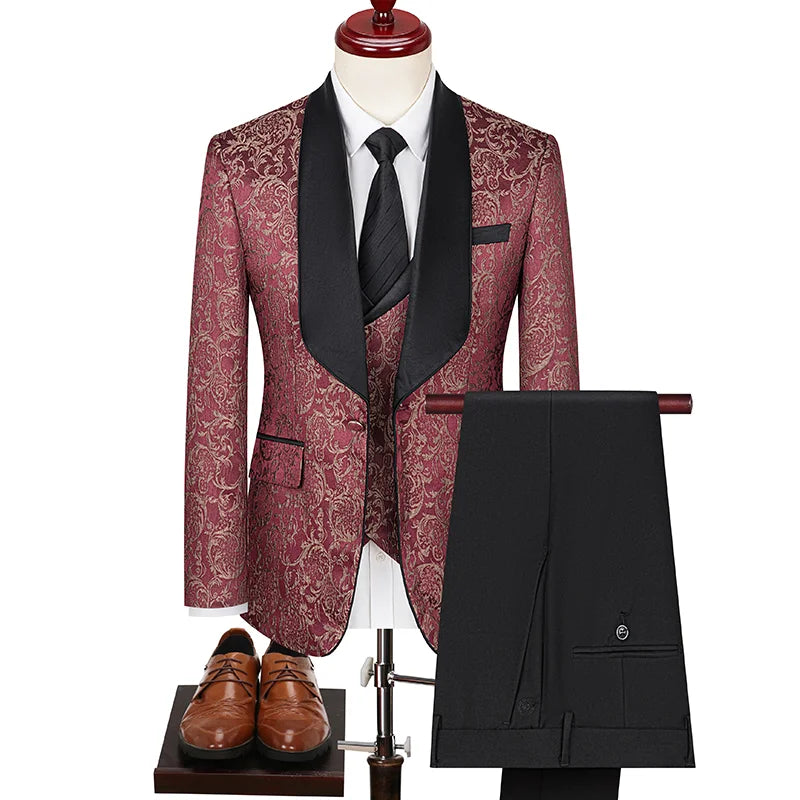 Traje de tres piezas informal de negocios de estilo británico para hombre
