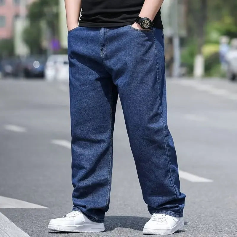 Pantalones vaqueros de gran tamaño para hombre, pantalones vaqueros