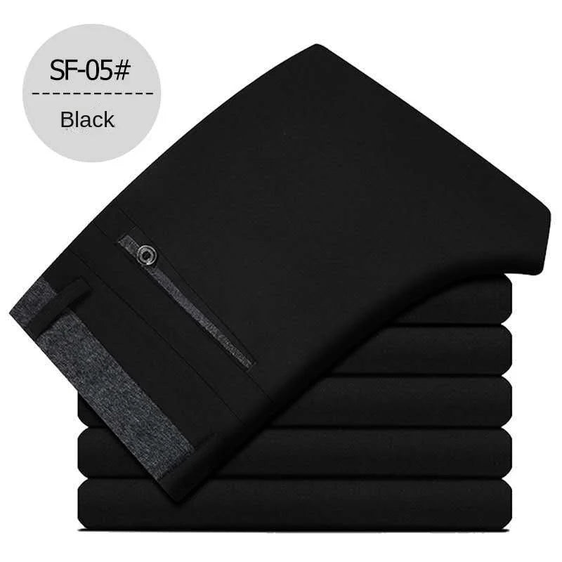 Pantalones de vestir de moda para hombre, negros, rectos, informales