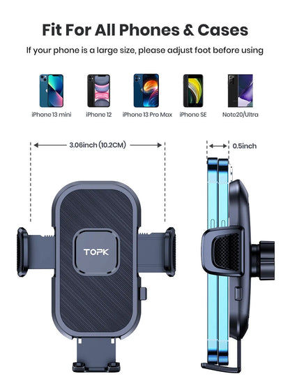 Soporte de teléfono para coche TOPK, soporte de gravedad para iPhone