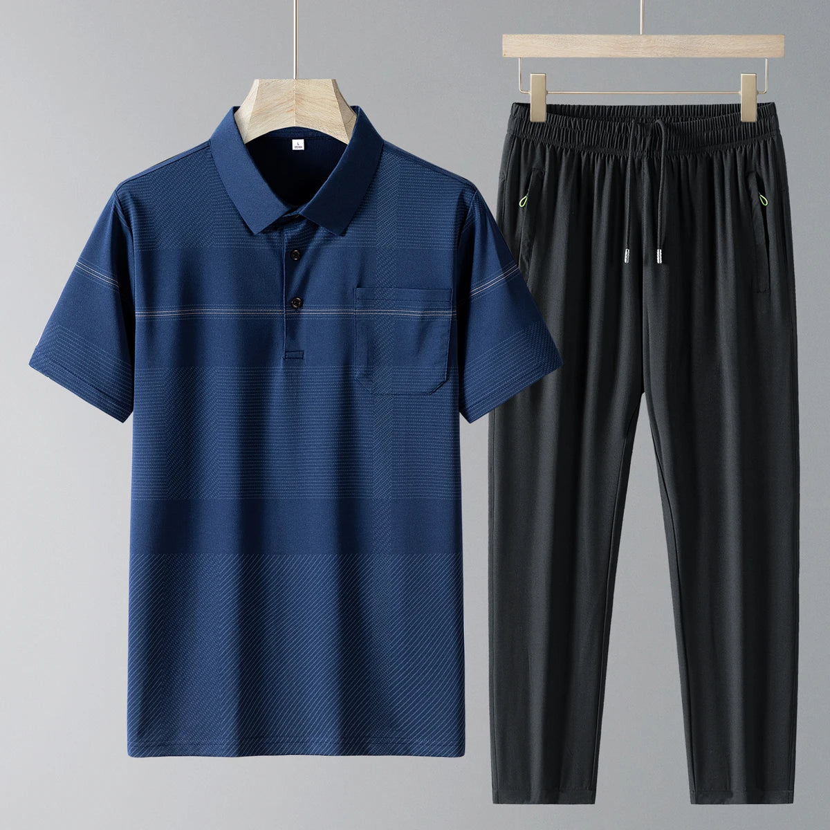 Conjunto deportivo informal de verano para hombre con polo de seda
