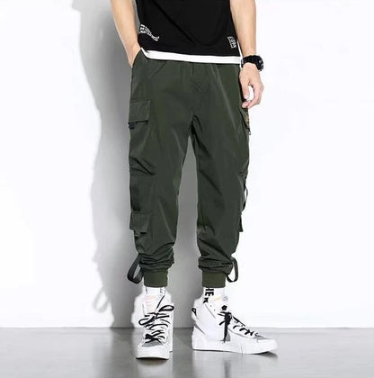 Pantalones cargo con cordón y múltiples bolsillos, pantalones cargo