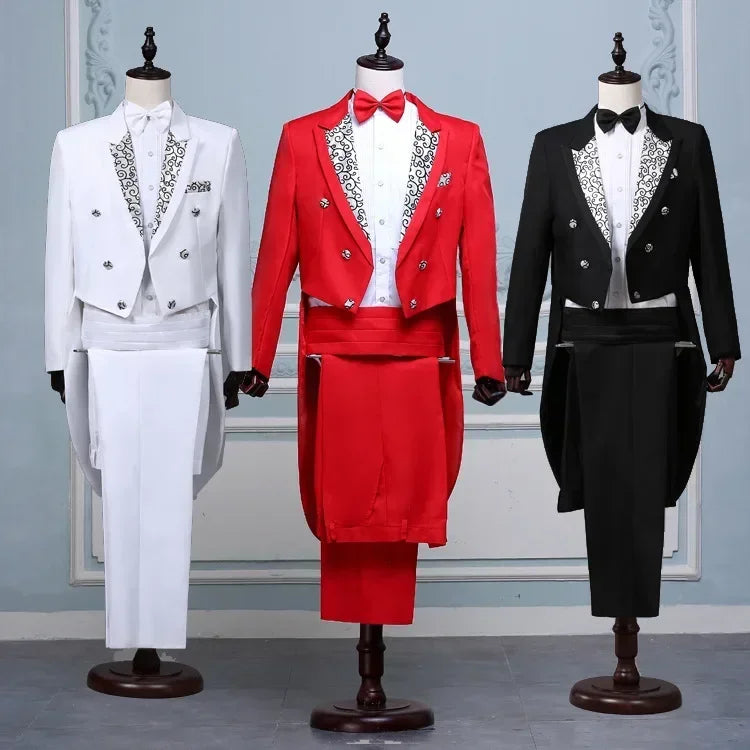 Traje de esmoquin para hombre, estilo vintage, formal, frac