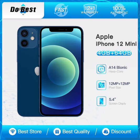 Original usado desbloqueado Apple iPhone 12 mini 5G Hexa-core A14 IOS 64/128