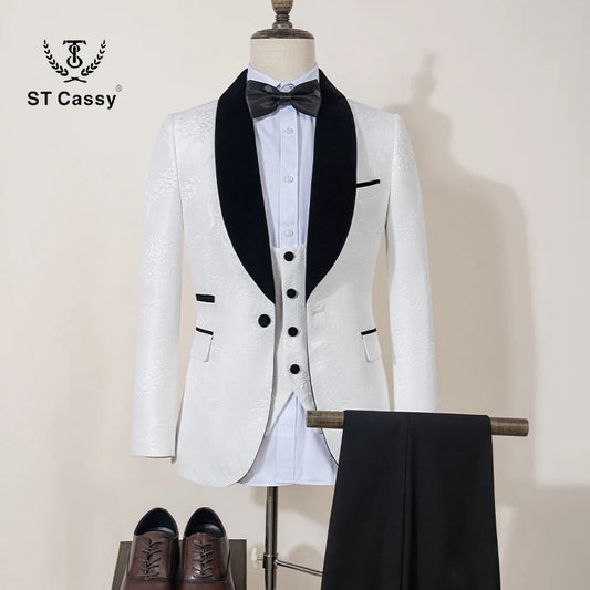Traje de esmoquin ajustado de alta calidad de lujo con talla retro