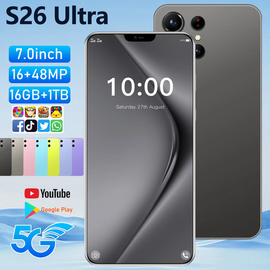 Teléfono inteligente original S26 Ultra 5G 7.0HD Snapdragon 888, tarjeta SIM