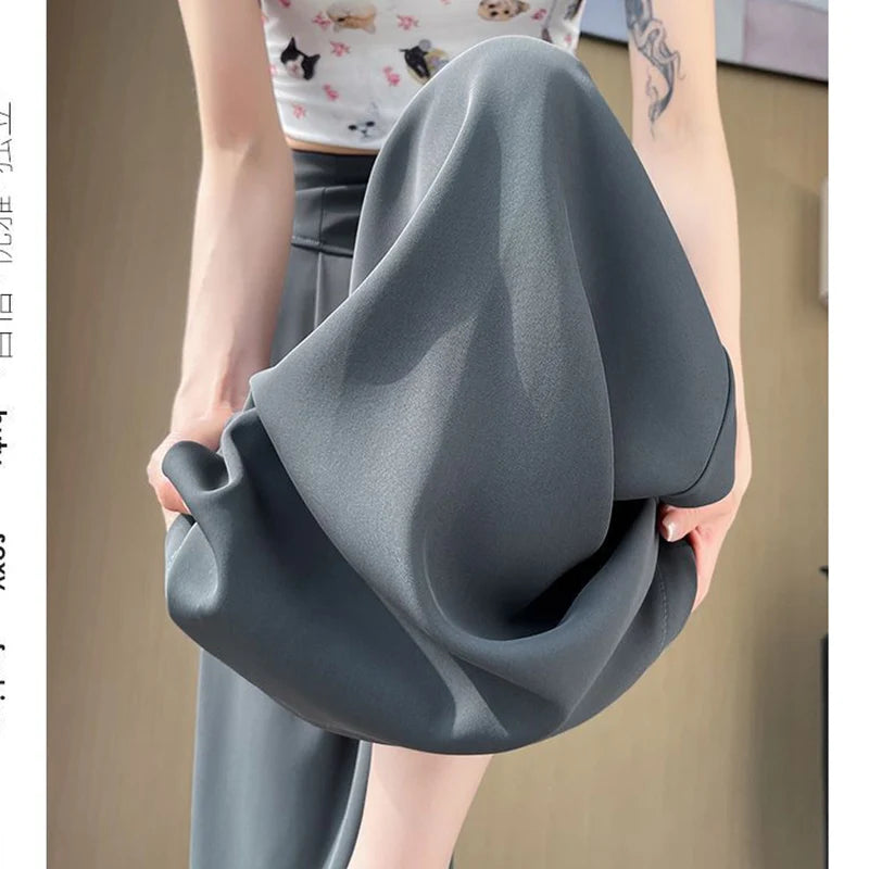 Pantalones de cintura alta para mujer, pantalón clásico, anchos