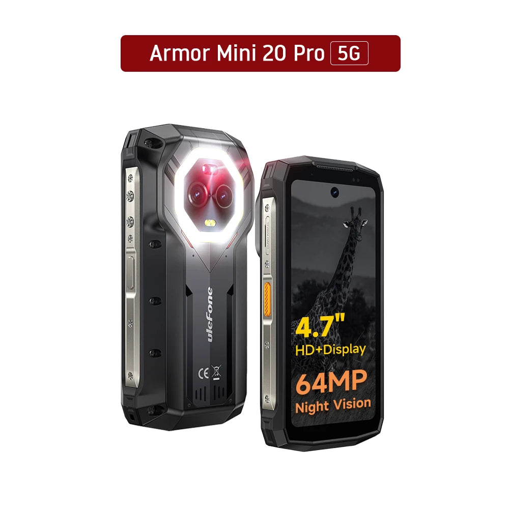 Teléfono robusto Ulefone Armor Mini 20 Pro 5G de 4,7 pulgadas, Android 14