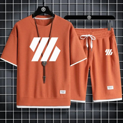Conjunto deportivo de moda para hombre, chándal de manga corta