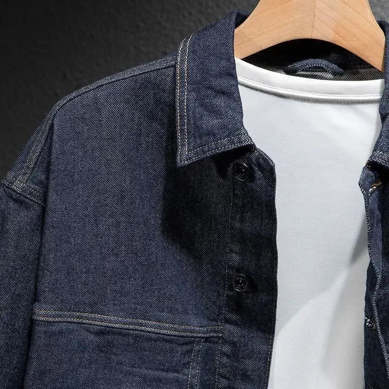 Abrigo vaquero para hombre, chaqueta vaquera gris