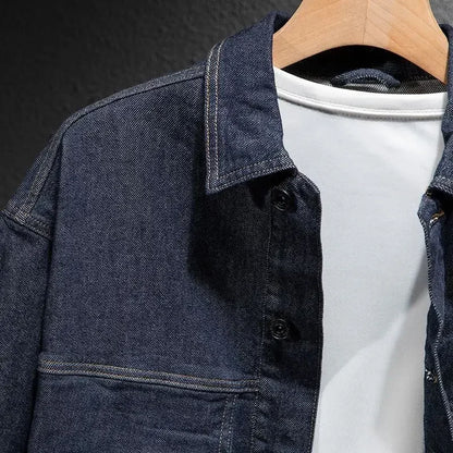 Abrigo vaquero para hombre, chaqueta vaquera gris