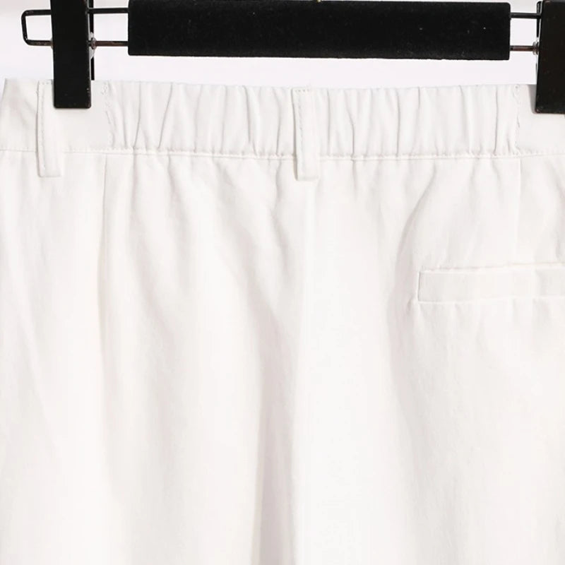Pantalones largos holgados de cintura alta y pierna recta para mujer