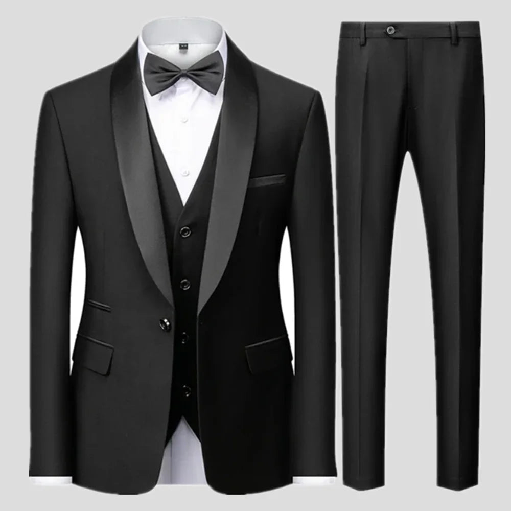 Conjunto de tres piezas para fiesta de boda de otoño para hombre