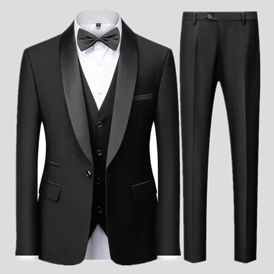 Conjunto de tres piezas para fiesta de boda de otoño para hombre