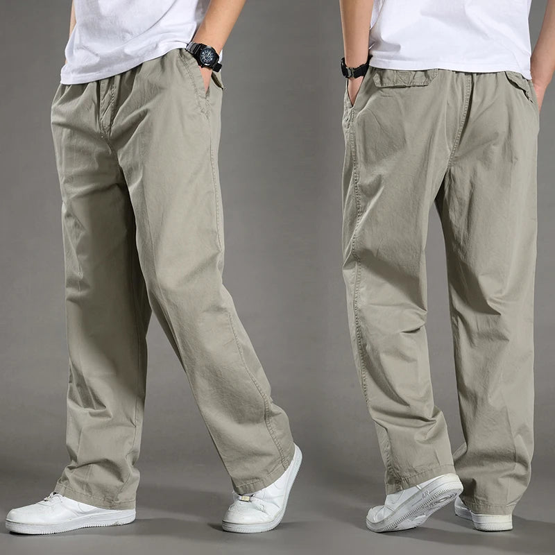 Pantalones cargo 95 % algodón para hombre, ropa de trabajo de verano