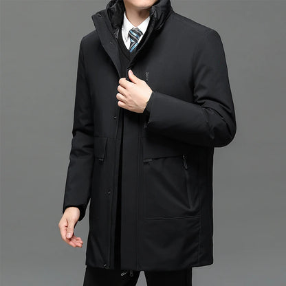 Parka gruesa de invierno con capucha grande y cuello cálido para hombre