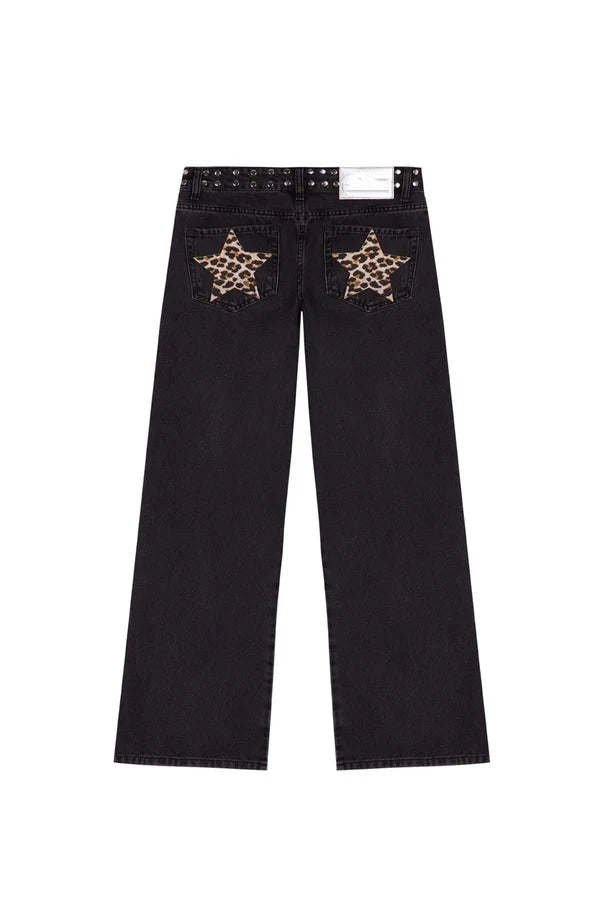 Pantalones vaqueros vintage con estampado de estrella de cinco puntas