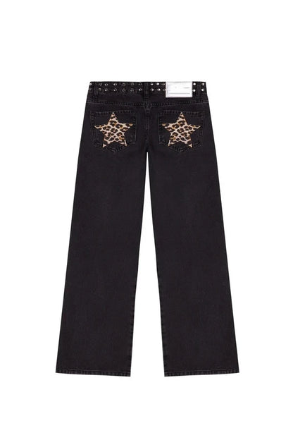 Pantalones vaqueros vintage con estampado de estrella de cinco puntas