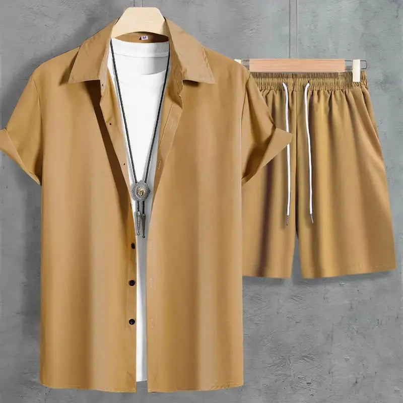 Conjunto de pantalones cortos de manga corta de verano para hombre