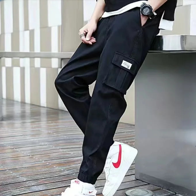 Pantalones cargo con cordón y múltiples bolsillos, pantalones cargo