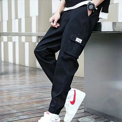 Pantalones cargo con cordón y múltiples bolsillos, pantalones cargo