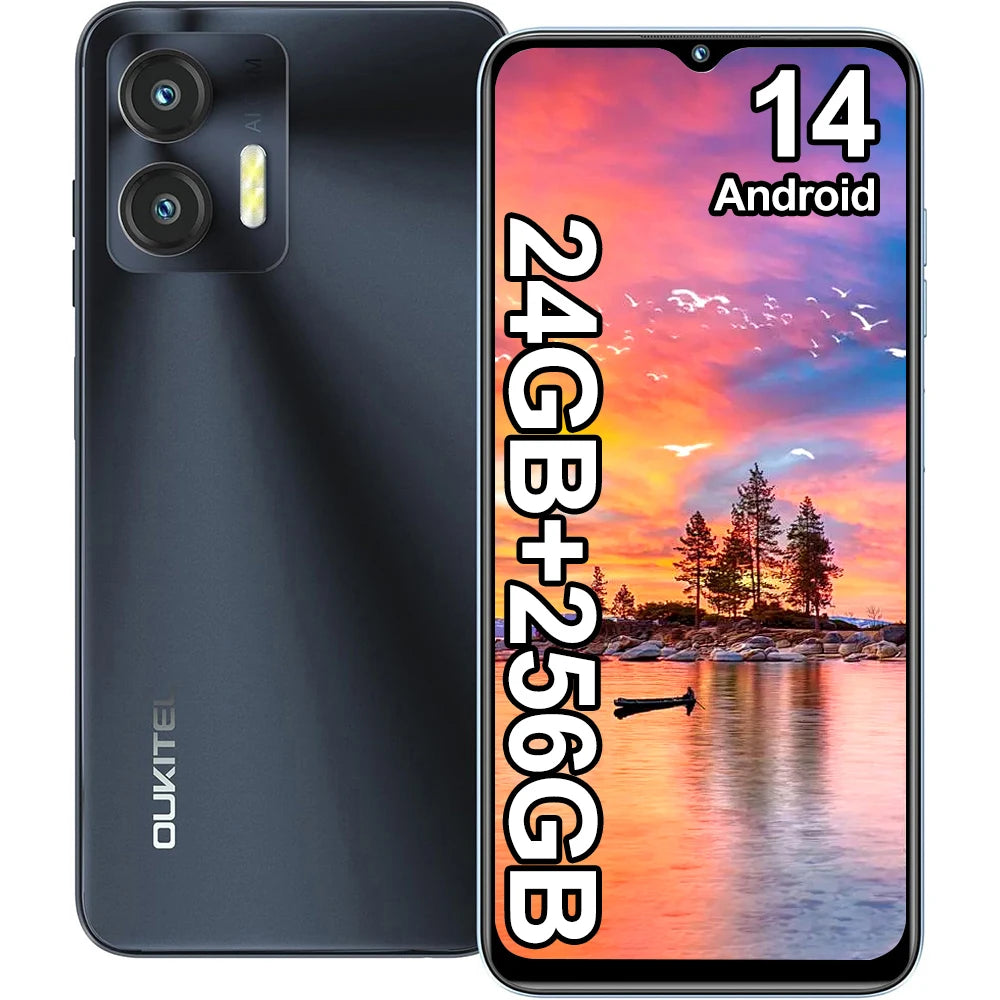 Smartphone OUTIKEL C36 Android 14 de 24 GB (8+16) + 256 GB, pantalla HD