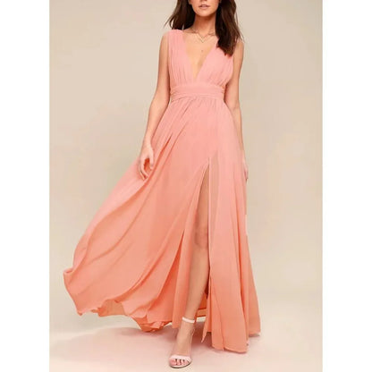Vestido maxi sexy sin espalda de verano para mujer, de malla