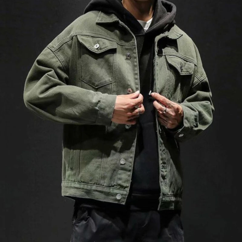 Chaqueta vaquera de otoño para hombre, abrigos vaqueros
