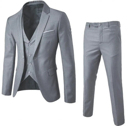 Traje de tres piezas para hombre, estilo formal de negocios, corte entallado